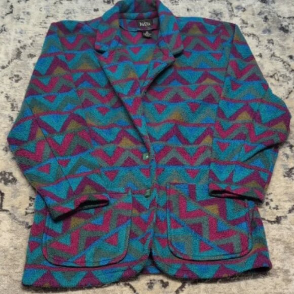 Vintage Pasta Bold Geometric Blazer Jacket – 80s/90s M - Picture 1 of 3